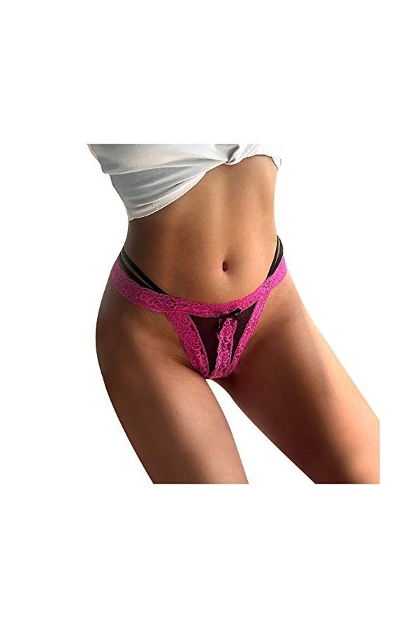 MJGkhiy Sous-vêtements de tennis de table vêtements de nuit confortable doux Thong dos dentelle culotte sexy t chat lingerie,