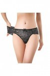 sous-vêtement Sexy en Dentelle Creuse à Volants pour Femmes,Sexy Taille Basse Culotte Dentelle Tongs Slips Transparente Respi