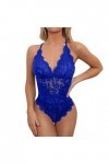 Hasagimol Lingerie Sexy Femme éRotique Pute One-Piece Deep V Dos Nu Réglable Teddy Sous-VêTement Ouvert Dentelle Babydolls Bo