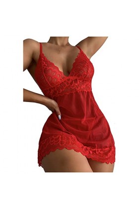 Ensemble de lingerie sexy pour femme avec soutien-gorge en dentelle et dentelle, Rouge, L