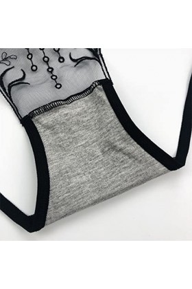 Jiabing Dentelle Respirante Sexy en Dentelle pour Femmes évider et soulever Les Fesses Pure Brief Culotte Bustier Rouge A, O