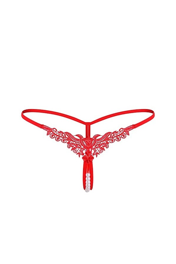 Générique Ladies Pants Briefs Thong Sexy Culottes sous-vêtements G-String Femmes Thong Lady Lace Nuisette Sexy Hot Red, One 