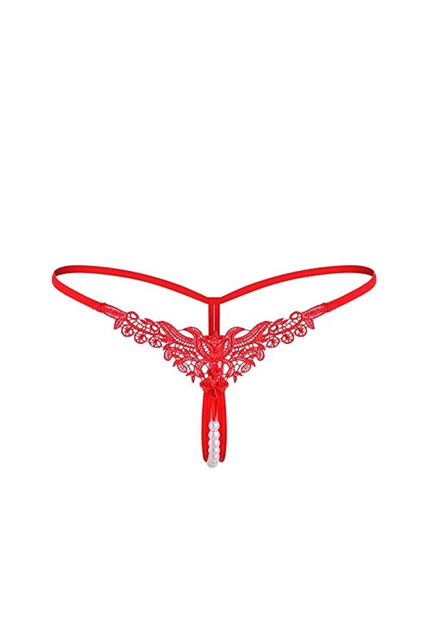 Générique Ladies Pants Briefs Thong Sexy Culottes sous-vêtements G-String Femmes Thong Lady Lace Nuisette Sexy Hot Red, One 
