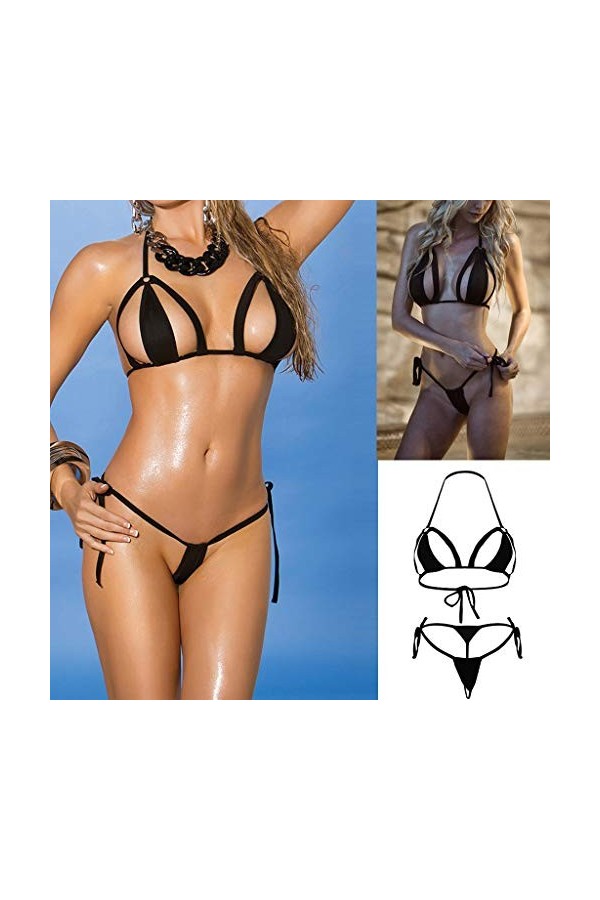 LULER Mode Femmes Sexy Sous-vêtements simples Ensemble avec G-string Sous-vêtements Corps creux Poupée Sexy Lingerie Léopard,