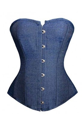 Corset Basque À Lacets Pour Femmes Corset Sexy Avec Boucle En Jean Corset Overbust Pour Femmes Corsets Rétro Sans Bretelles G