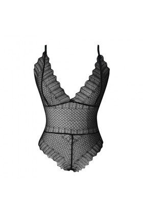 Lingerie sexy pour femme - Soutien-gorge sexy - Col en V - Dentelle - Lingerie sexy - Sous-vêtements de nuit - Anneau en acie