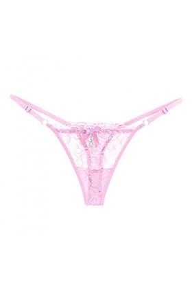 Petit ensemble de sous-vêtements et top pour femme - Dentelle transparente - String réglable - Taille réglable - En maille - 