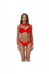 LIBELLEFLY Body sexy à manches longues en maille pour femme, Rouge, taille unique