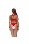 LIBELLEFLY Body sexy à manches longues en maille pour femme, Rouge, taille unique