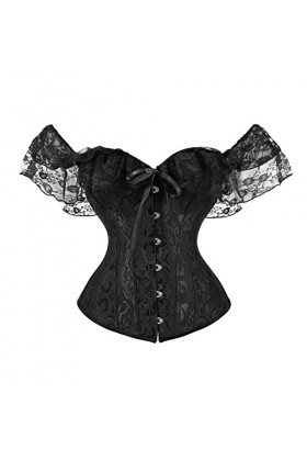 KEMNET Corset Underbust Sexy Lace Up Corsets Bustier Corset Color : Blue, Size : S 