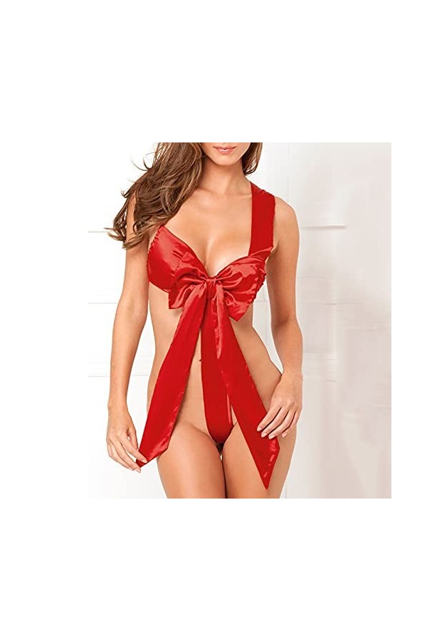 Bretelles & nbsp. Sous-vêtements pyjamas en dentelle en acier sexy pyjamas Combinaison sexy pour femmes, rouge, taille unique