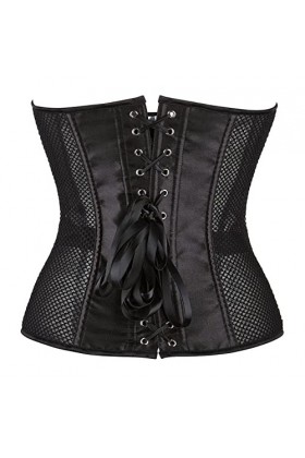 Kelvry Corset bustier sexy en satin à lacets pour femme Noir 34-52, Noir 2, 16-18