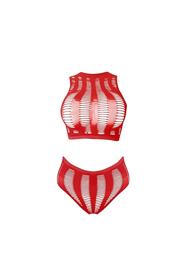 Femmes Bas de Lingerie Bodystocking sous-vêtements Amusants pour Femmes Coupe ajustée Sexy serré évider Amusant Haut et Bas E