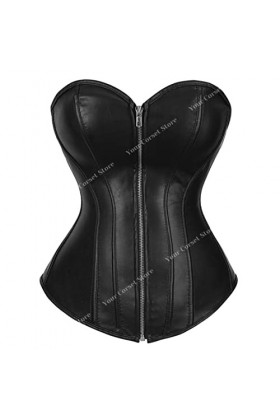 SARGE Corset en cuir rouge Top Y2k plus taille Sexy Corset Bustier Top Gothic Black Leather Top Corsets marron pour femme