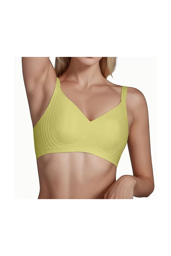 Soutien-Gorge de Collecte Sexy sans Anneau en Acier pour Femme Menstruelle Abondant pour Adolescents Yellow, M 