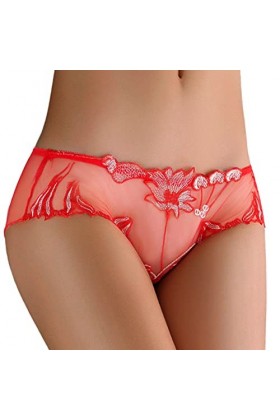 JIYAYUIX Nouvelle Dentelle Sexy Pure Sexy Transparent Respirant Confortable Personnalité Taille Basse Dames sous-Vêtements Ro