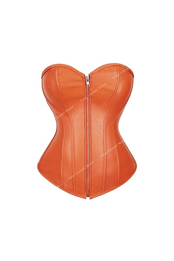 SARGE Corset en cuir rouge Top Y2k plus taille Sexy Corset Bustier Top Gothic Black Leather Top Corsets marron pour femme