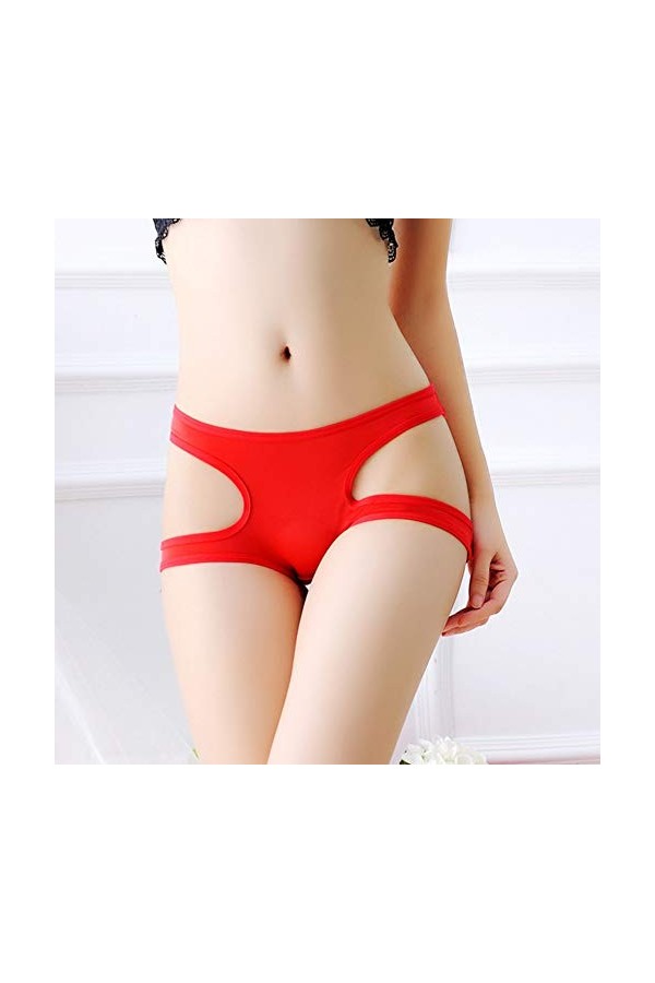 Générique Pantalons Femmes sous-vêtements Sexy Bragas Word Briefs Dames Thong Thong Culottes Lingerie Yeux Red, One Size 