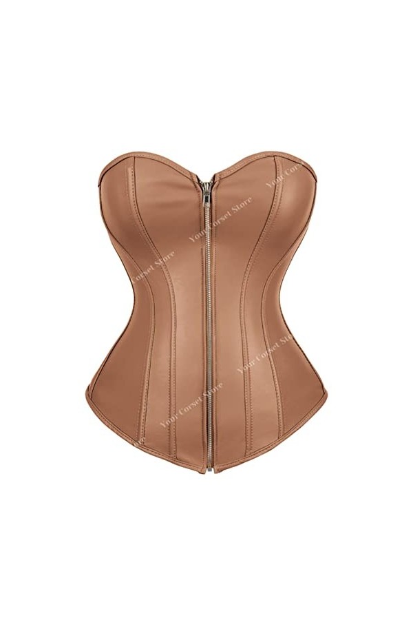 SARGE Corset en cuir rouge Top Y2k plus taille Sexy Corset Bustier Top Gothic Black Leather Top Corsets marron pour femme