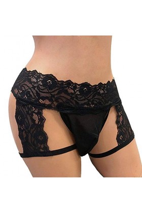 String en dentelle pour homme - Sous-vêtements creux - Lingerie kimono, Noir , L