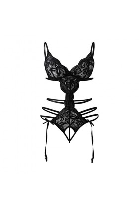 JISUXIAB Lingerie sexy pour femme - Grande taille avec fermeture éclair - Entrejambe à pression - Body sexy en dentelle - V p