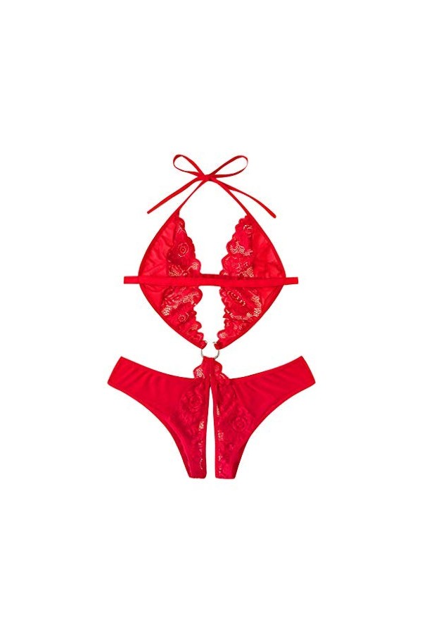 Luckywaqng Jarretière Sexy Femmes Dentelle Deep V-V Sexy Sous-vêtements Body Costume Une Pièce Sous-Vêtements Lingerie Coutur