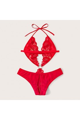 Luckywaqng Jarretière Sexy Femmes Dentelle Deep V-V Sexy Sous-vêtements Body Costume Une Pièce Sous-Vêtements Lingerie Coutur