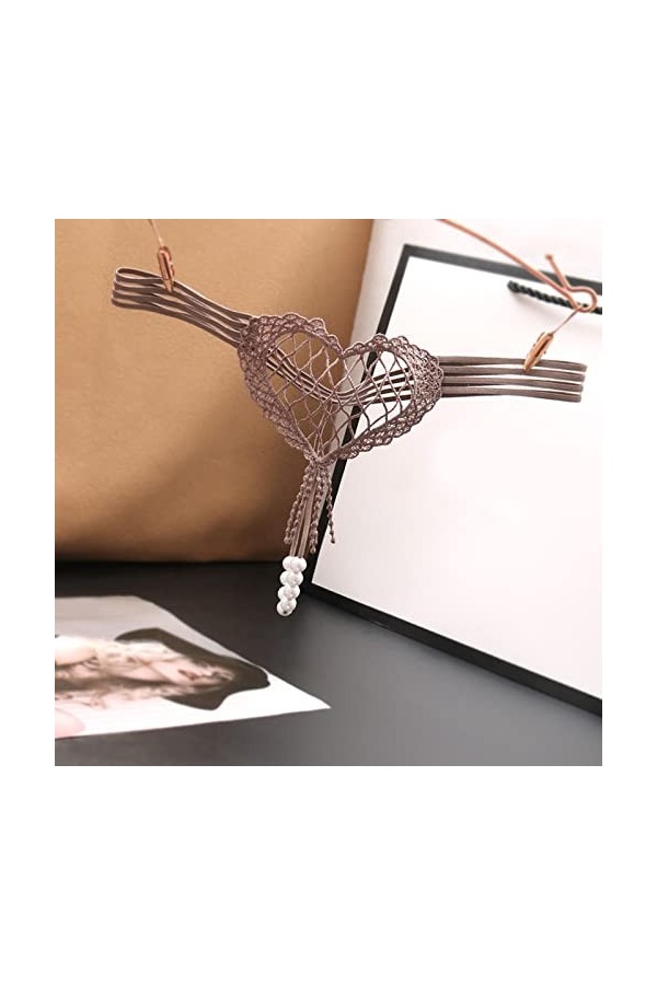 Culotte Femme Dames Blanches Culottes Culotte Creuse en Forme de cœur Sexy pour Femme Culotte Taille Basse Perle Sexy T Line