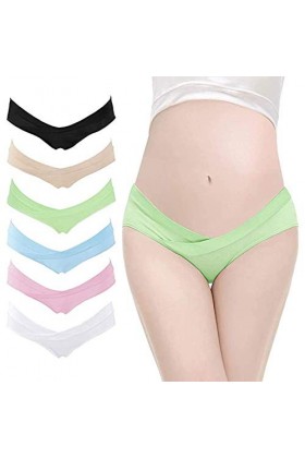 Briskorry Culotte de grossesse pour femme - Sous-vêtement respirant en forme de V avec taille basse - Pantalon souple pour fe