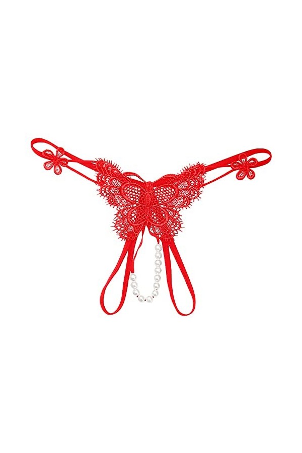 Femmes Dentelle Sexy Culottes de sous-vêtements Strings Lingerie Respirant Entrejambe Respirant Transparent Taille Dentelle L