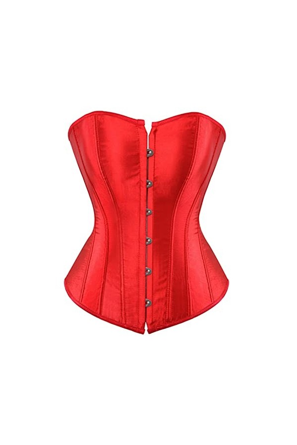 Femmes Corset Top White Black Satin Overbust Corset Bustier Lace Up Plus Taille Sexy Bridal Lingerie Gothic Corset