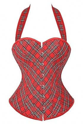 Kelvry Corset bustier basque en satin à lacets dans le dos Taille S-6XL, Rouge, 8-10