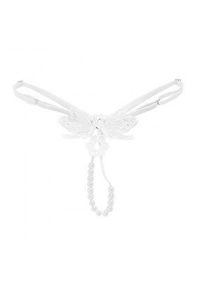 Culotte String en Satin pour Femme Womens Sexy Transparent Hot Brodé Perle Massage T Pantalon Ouvert Entrejambe String Culott