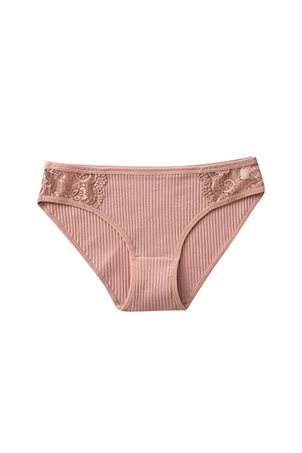Culotte string sexy en dentelle pour femme avec dos en T et entrejambe ultra fin Transparent, rose, XL