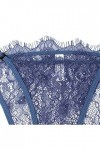 Lot de 12 culottes en dentelle transparente et sexy sans couture pour femme Taille 36, bleu, M