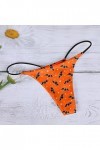 Sous-vêtements sexy pour femme - Motif sexy - Taille basse - Doux et sexy - Dos en T - String - Pour fête de mariage, Orange,