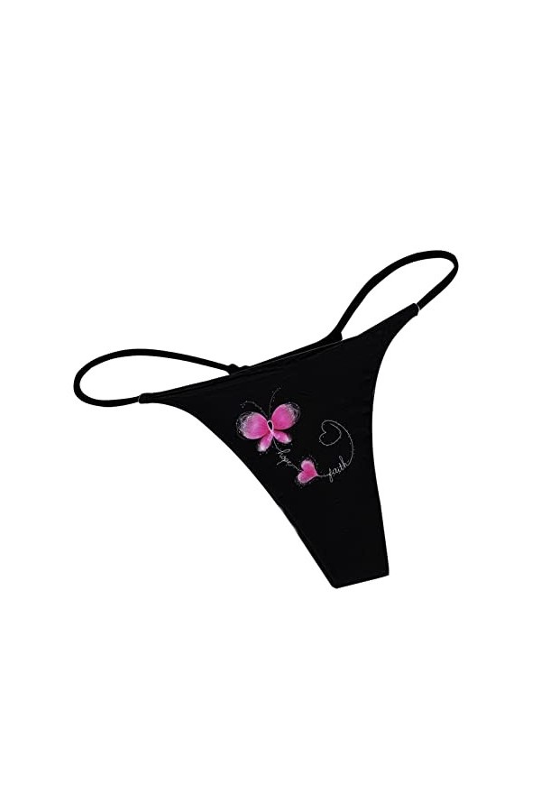 Culotte sexy pour femme - Motif sexy - Taille basse - Doux et sexy - Dos en T - String pour femme - Cancer du sein - Mois à l