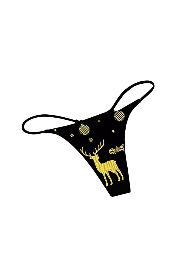 Culotte sexy pour femme - Motif sexy - Taille basse - Doux et sexy - En coton, jaune, XL