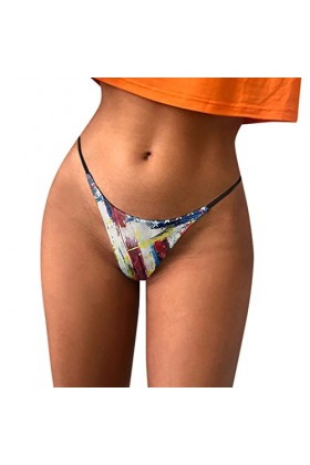 Culotte sexy confortable pour femme - Taille basse - Dos en T - Culotte sexy en coton - Short pour femme - Taille 7, jaune, M