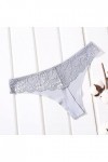 Culotte sexy en dentelle pour femme avec string en coton et taille basse ajourée pour femme, gris, XL