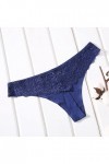 Culotte sexy en dentelle pour femme avec string en coton et taille basse ajourée pour femme, bleu, L