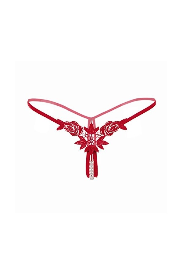 sous Jupe Lady Culottes Lingerie G-String Broderie Knickers sous-vêtements V-String Sexy Nuisette Coton Nuit Red, One Size 