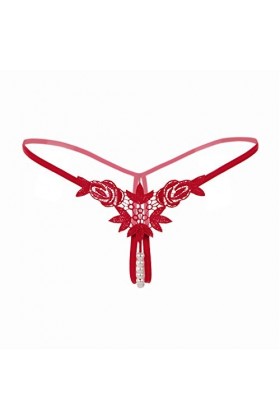 sous Jupe Lady Culottes Lingerie G-String Broderie Knickers sous-vêtements V-String Sexy Nuisette Coton Nuit Red, One Size 