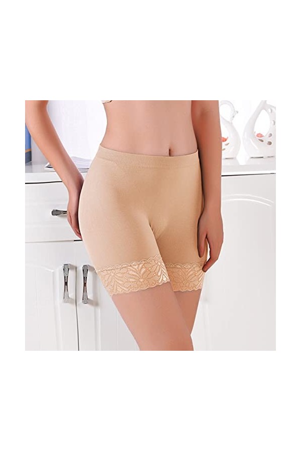 Junhasgood Slips Corps de Levage Femmes sous-vêtements sous-vêtements Boxer Lingerie Romantique Beige, One Size 