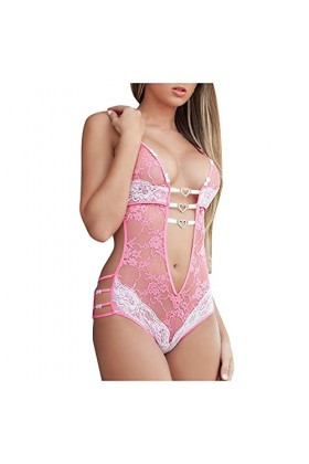 2023 Nouveau – Grande culotte en dentelle sexy pour femme avec soutien-gorge en dentelle, rose, XXL