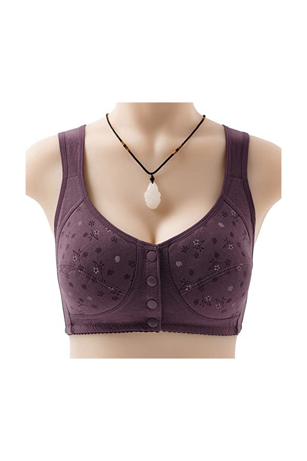 HANXIULIN Soutien-gorge à fermeture avant pour femme - Sans armatures - Sans armatures - Coupe ajustée - Bustier de yoga - Gr