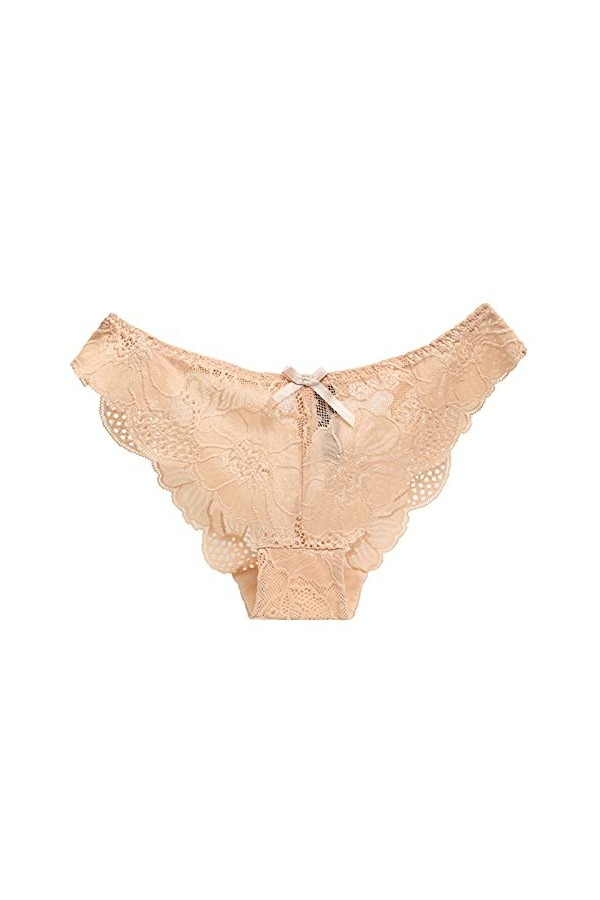 PANPANY Culottes pour Femme sans Couture Soutien-Gorge sous Vetements Taille Basse Panties Culottes Dentelle Confortables Tan