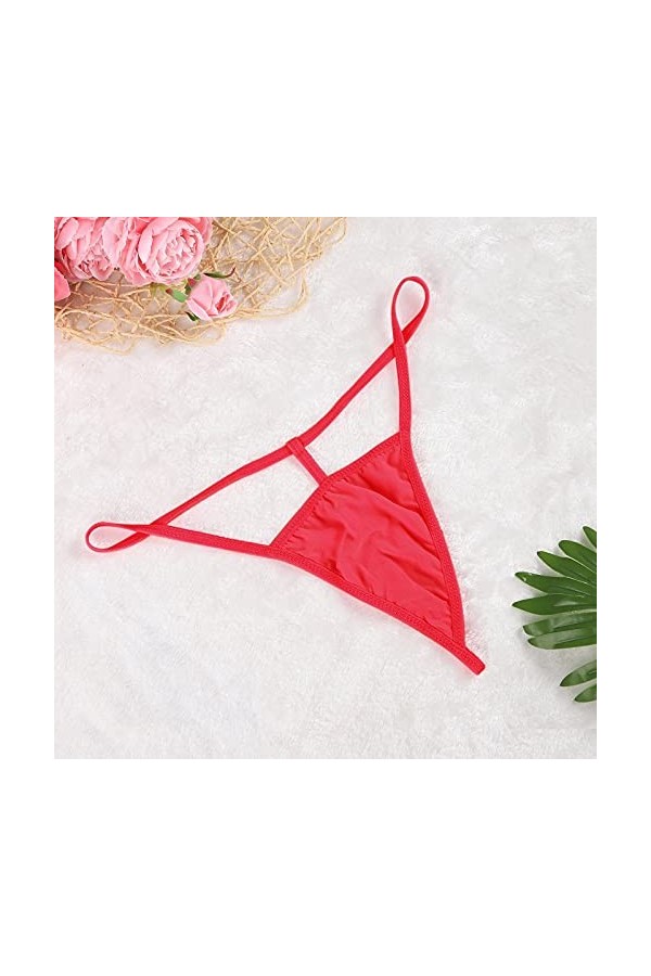 BIISDOST G-String Culottes sous-vêtements Briefs Femmes Strings Lingerie Sexy Lingerie Ensemble Jarretelle Red, One Size 