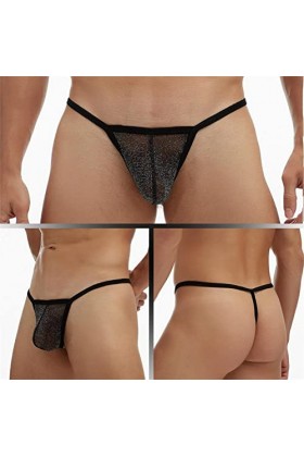 DGKaxiyaHM String Pochette en Maille pour Hommes Culotte Taille Basse Transparente Sissy String Temptation Sexy String sous-V