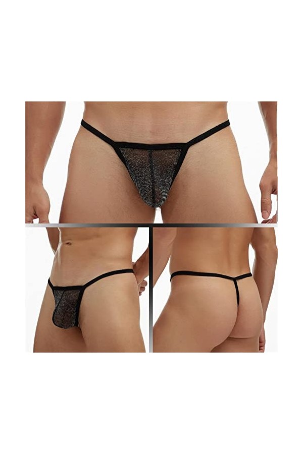 DGKaxiyaHM String Pochette en Maille pour Hommes Culotte Taille Basse Transparente Sissy String Temptation Sexy String sous-V
